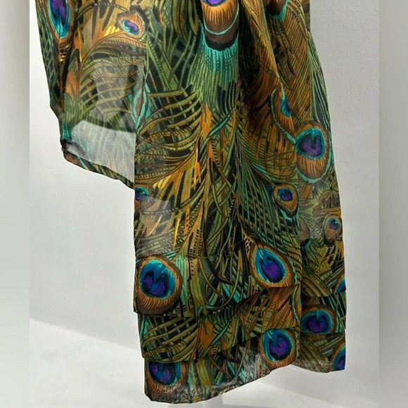 Peacock print sheer blouse - size M/L - Picture 4 of 8